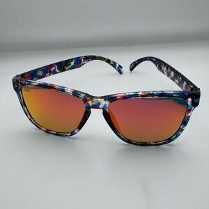Shady Rays ColorRush Confetti Square Sunglasses Red Mirror + Pouch NEW